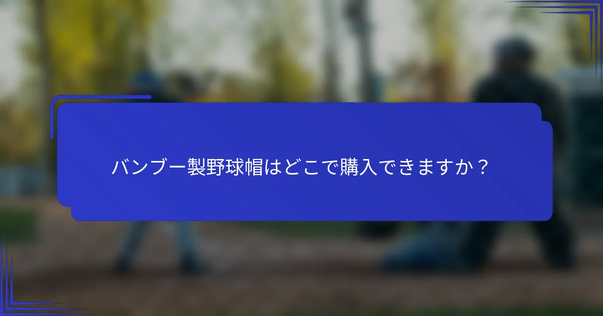 バンブー製野球帽はどこで購入できますか?