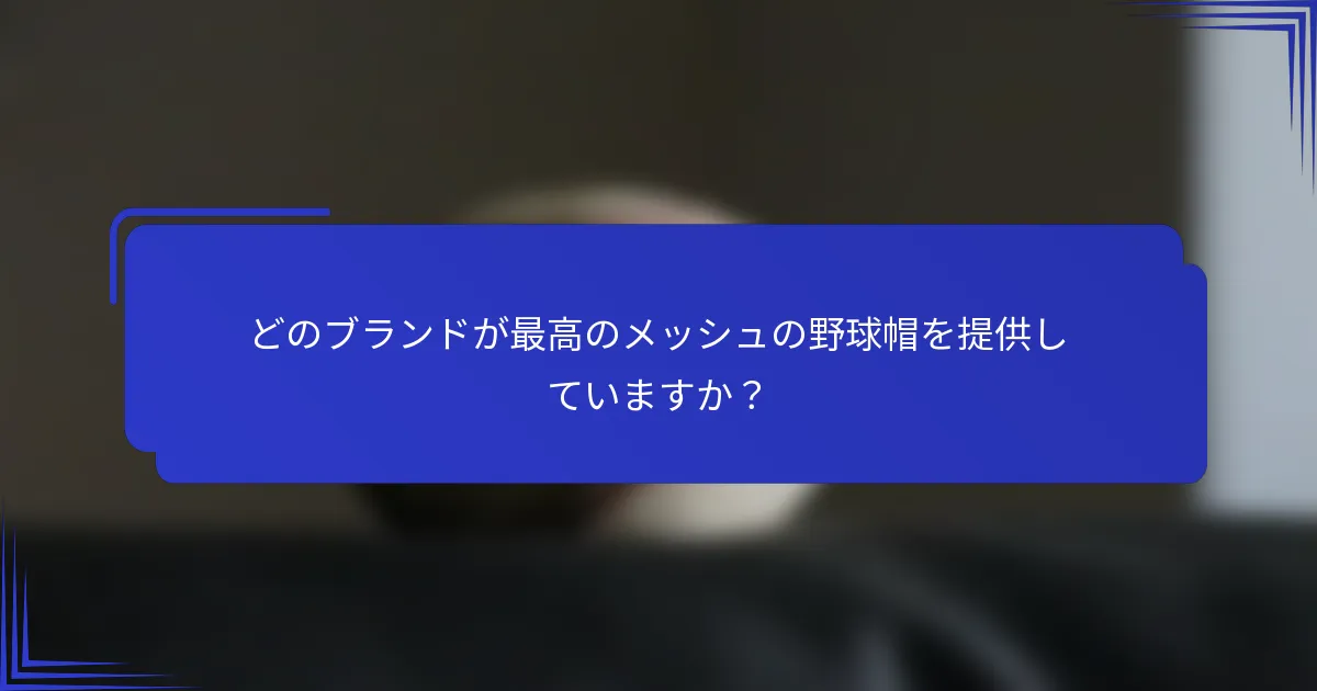 どのブランドが最高のメッシュの野球帽を提供していますか？