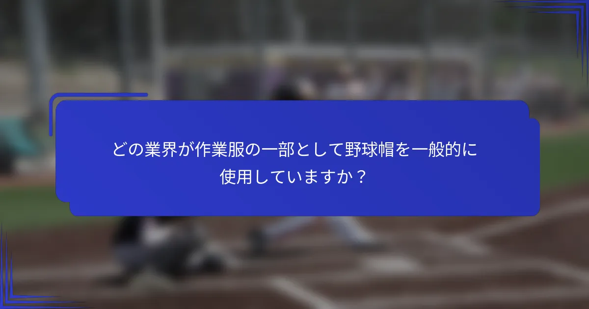 どの業界が作業服の一部として野球帽を一般的に使用していますか？