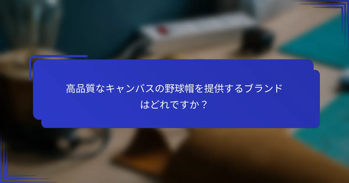 高品質なキャンバスの野球帽を提供するブランドはどれですか？