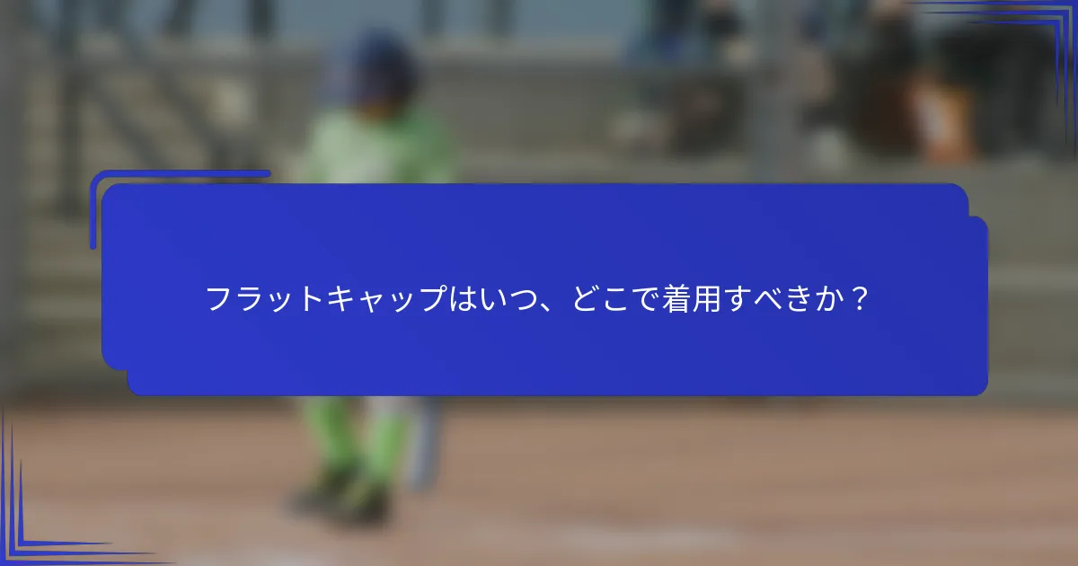 フラットキャップはいつ、どこで着用すべきか？