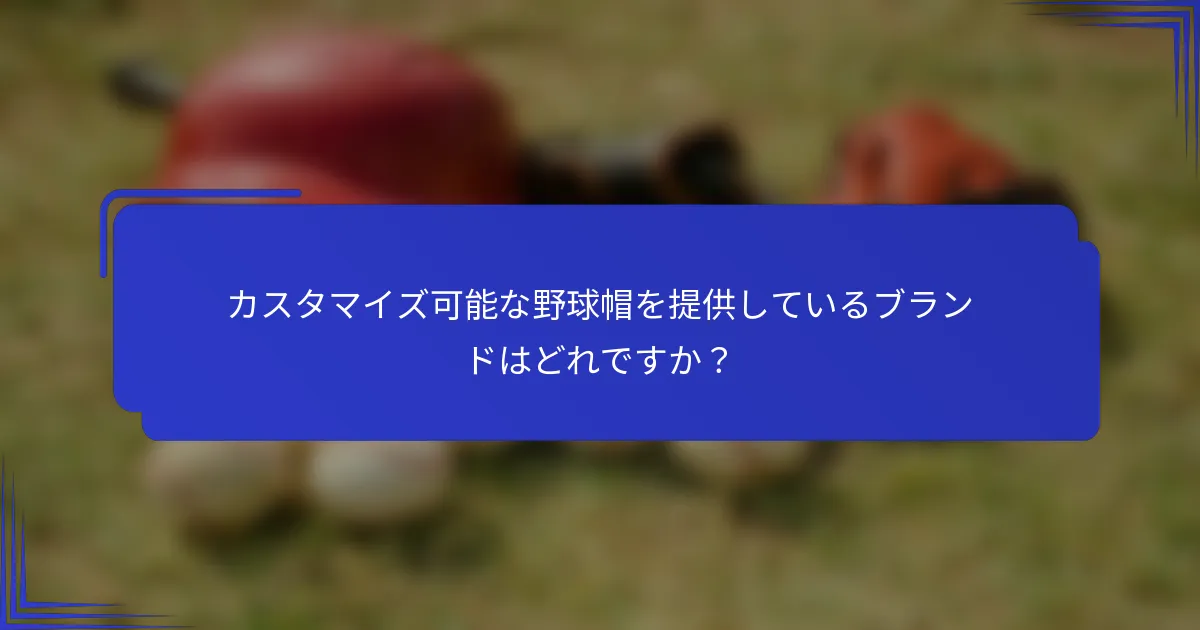 カスタマイズ可能な野球帽を提供しているブランドはどれですか?