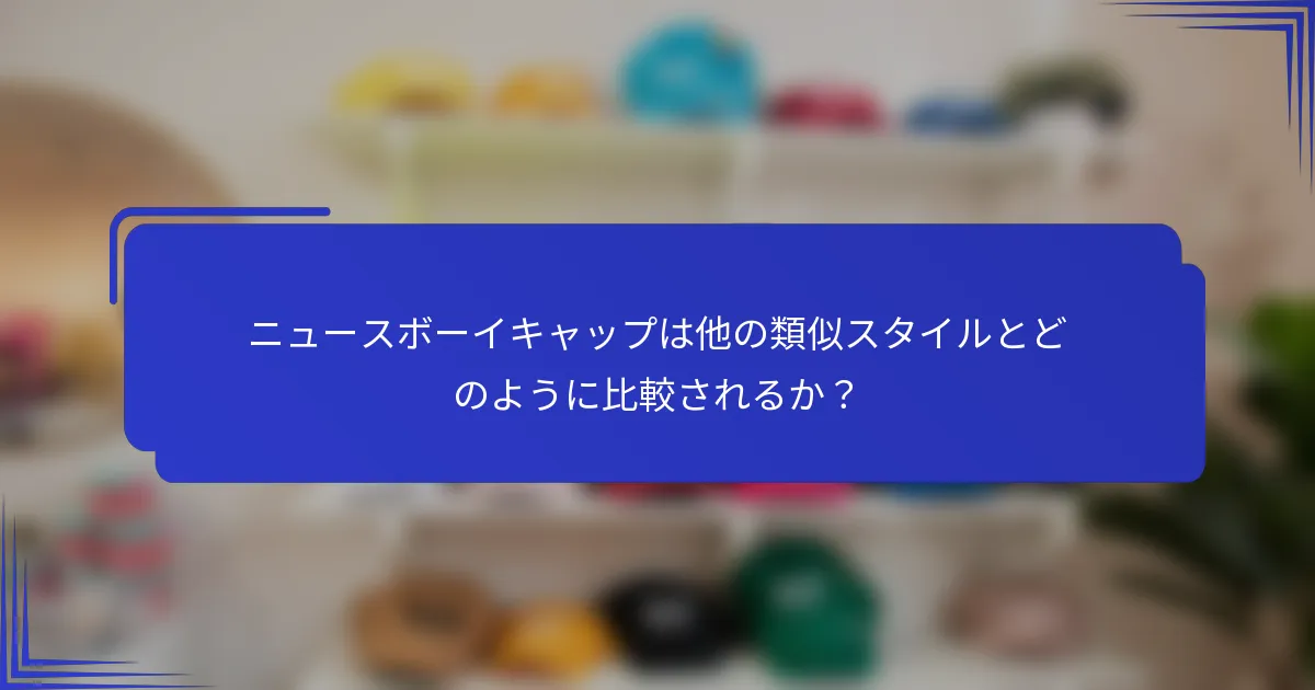 ニュースボーイキャップは他の類似スタイルとどのように比較されるか？