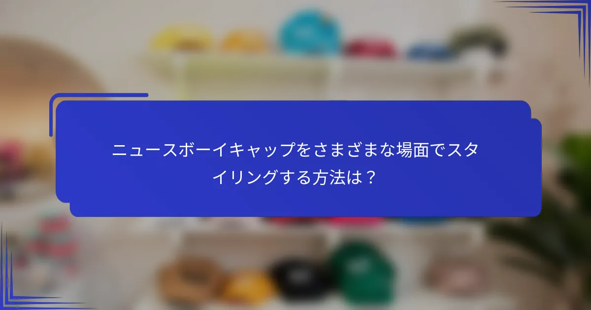 ニュースボーイキャップをさまざまな場面でスタイリングする方法は？