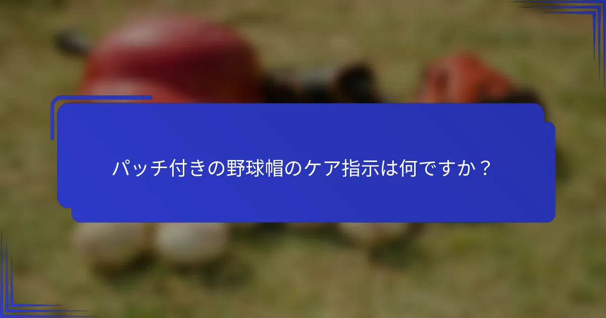 パッチ付きの野球帽のケア指示は何ですか?